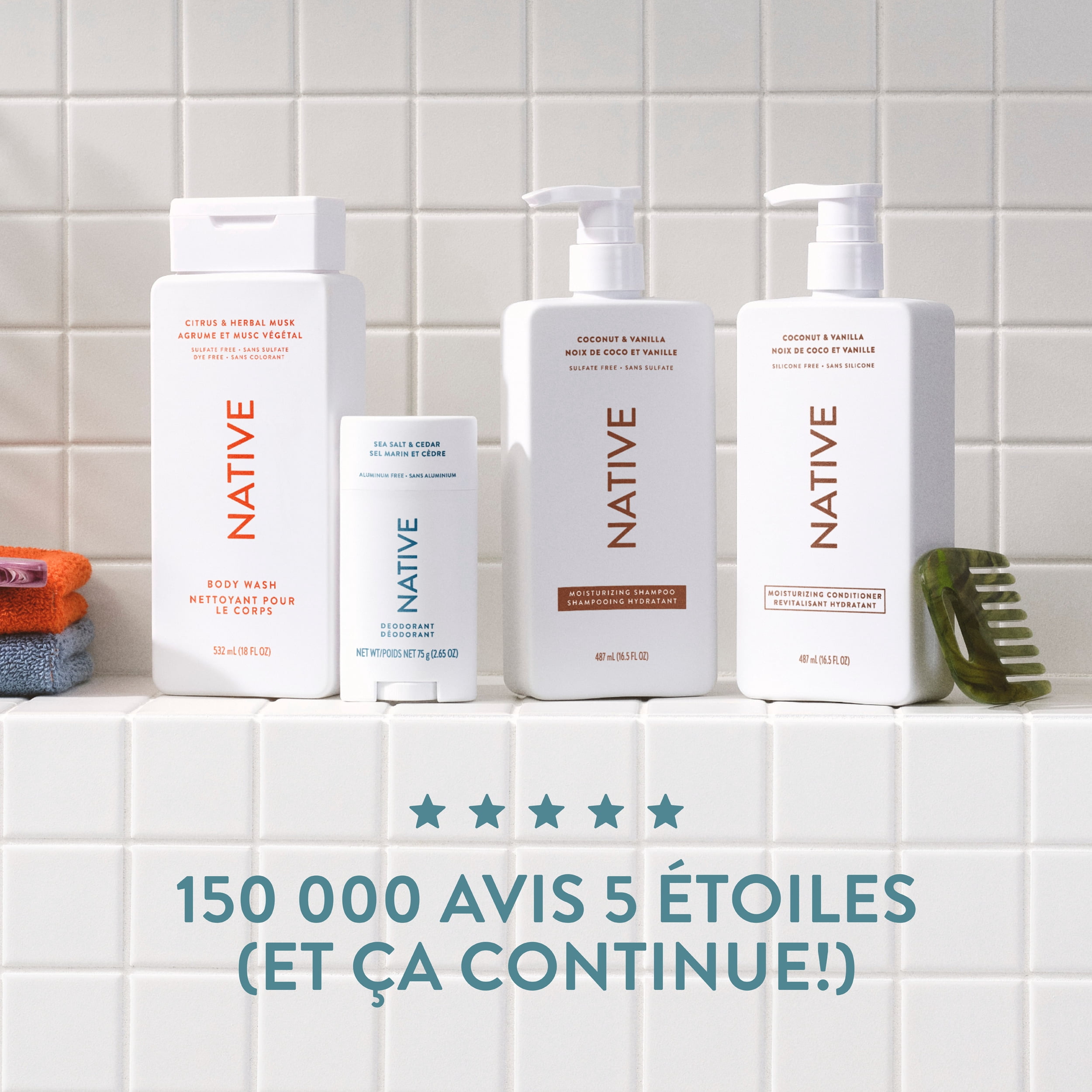 Shampooing Native Nettoyage quotidien Agrumes et musc végétal, 487 mL