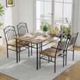 thumbnail image 4 of EDTara Dining Table Set of 4, Retro Industrial Dining Table & Chairs, Wood Table Chairs Set for Small Space, Breakfast Nook, 1 Table + 4 Chairs (Rustic Brown), 4 of 7