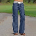 thumbnail image 2 of Timegard Pants for Women Low Waisted Drawstring Cinch Bottom Straight Leg Outdoor Cargo Pants with Pockets, 2 of 7