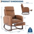 thumbnail image 3 of Yiwa High Back Nursery Glider Rocker Swivel Chair with Adjustable Footrest Soft Padding Solid Wood Legs and Two Side Pockets for Bedroom and Living Room, 3 of 8