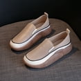 thumbnail image 2 of Mocassins à Enfiler en Cuir Souple pour Femmes, Espadrilles Décontractées à Plateforme à Bout Rond, Antidérapantes à Tige Basse Confortables pour la Marche Café 40, 2 of 3