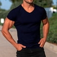 thumbnail image 1 of Styesk T Shirts for Man Fashionable Men's Solid Color Casual Tight Fitting V-neck Short Sleeved, 1 of 6