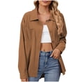 thumbnail image 2 of cfhntfmh Womens Knit Fall Jackets Oversized Casual Collared Cardigan Loose Long Sleeve Button down Shirts with Pockets, 2 of 3