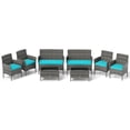 thumbnail image 2 of Costway 8 PCS Patio Furniture Set with Washable Cushions and Tempered Glass Coffee Table, 2 of 8