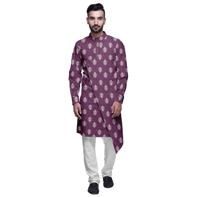 Atasi Party Wear Kurta Pajama For Men Mandarin Collar Ethnic Printed Kurta Set