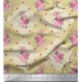 thumbnail image 1 of Soimoi Rayon Crepe Fabric Leaves, & Rose Floral Decor Fabric Printed Yard 46 Inch Wide, 1 of 3