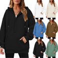 thumbnail image 3 of Womens Hoodies Quarter Zip Pullover Oversized Sweatshirts Half Zip Pullover With Pockets Fall Clothes, 3 of 7
