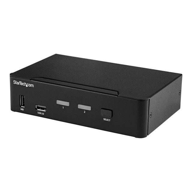 StarTech.com 2 Ports DisplayPort KVM Switch, 4K 60Hz, Simple Affichage, Double Port UHD DP 1.2 USB KVM Switch avec Hub USB 3.0 Intégré et Audio, Dell, HP, Apple, Lenovo, TAA Conforme - Clavier/vidéo/souris Switch (SV231DPU34K) - KVM / Audio / USB Switch - 2 x KVM / Audio / USB - Bureau - TAA Conforme