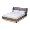thumbnail image 1 of Baxton Studio Catarina Queen Size Gray Upholstered Brown Platform Bed, 1 of 10