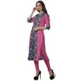 thumbnail image 4 of Moomaya Tunique Droite à Col en V pour Femmes, Manches Roulées, Kurta en Coton Imprimé, 4 of 6
