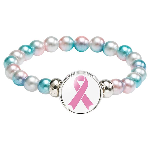 Cancer Awareness Bracelet Ribbon Charm Jewelry For Women Support Strength Inspirational