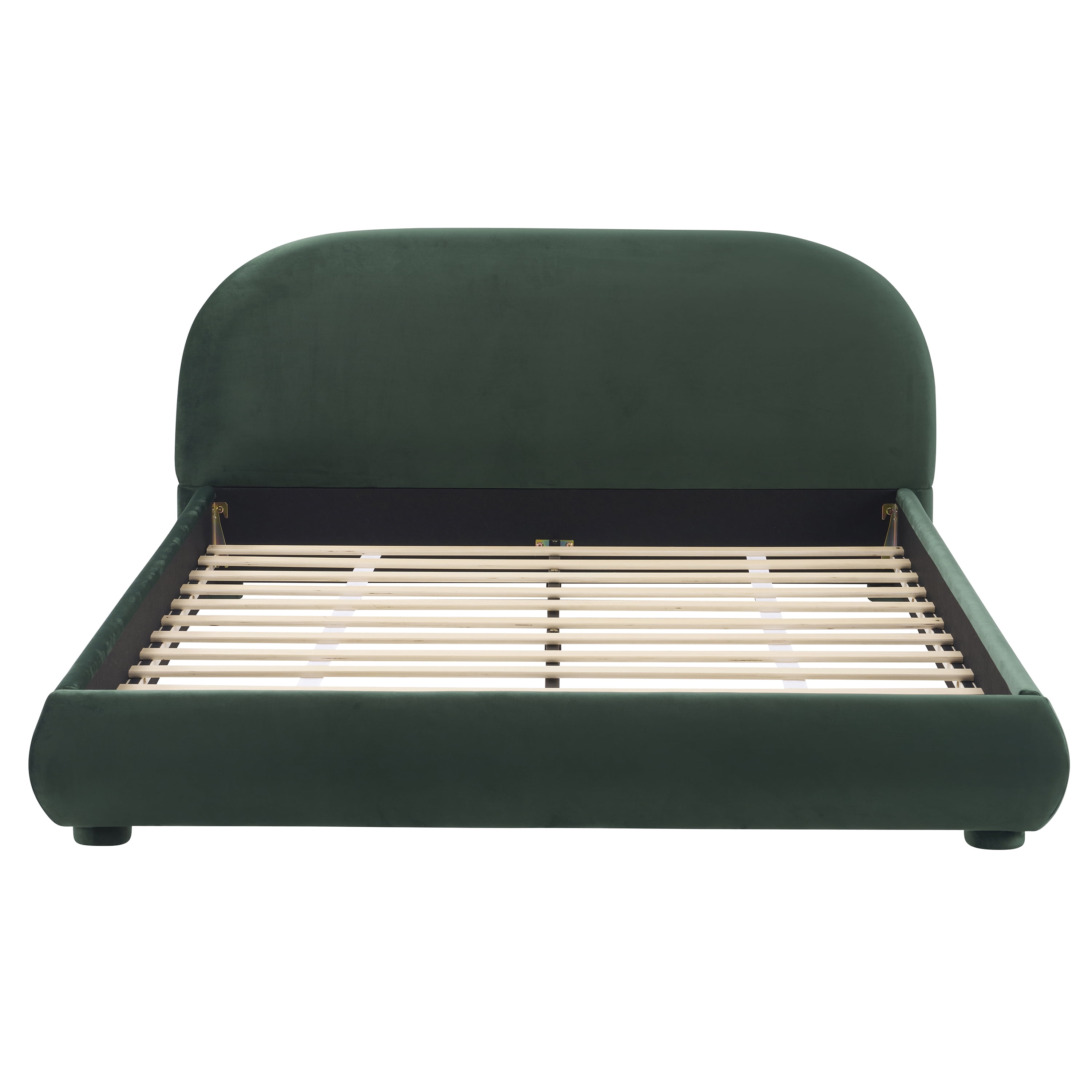 Noble House Lit rembourré Style King Cream, tête de lit en tissu texturé courbé avec structure solide, vert foncé