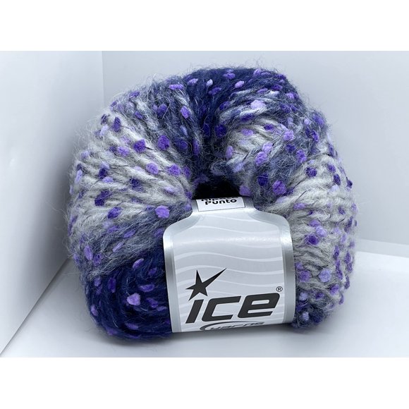 Alpaca Punto Fil à Pois Violet Lilas Gris Blanc Volumineux - 1,76 Onces (50 Grammes) 87 Yards (80 Mètres)