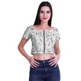 thumbnail image 1 of Moomaya Printed Viscose Crop Top Short Sleeve Zipper Tunic Womens Summer Tops, 1 of 4