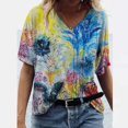 thumbnail image 2 of Birdeem T-Shirt Mode Décontracté Grande Taille Imprimé Fleurs Col en V pour Femmes, 2 of 3