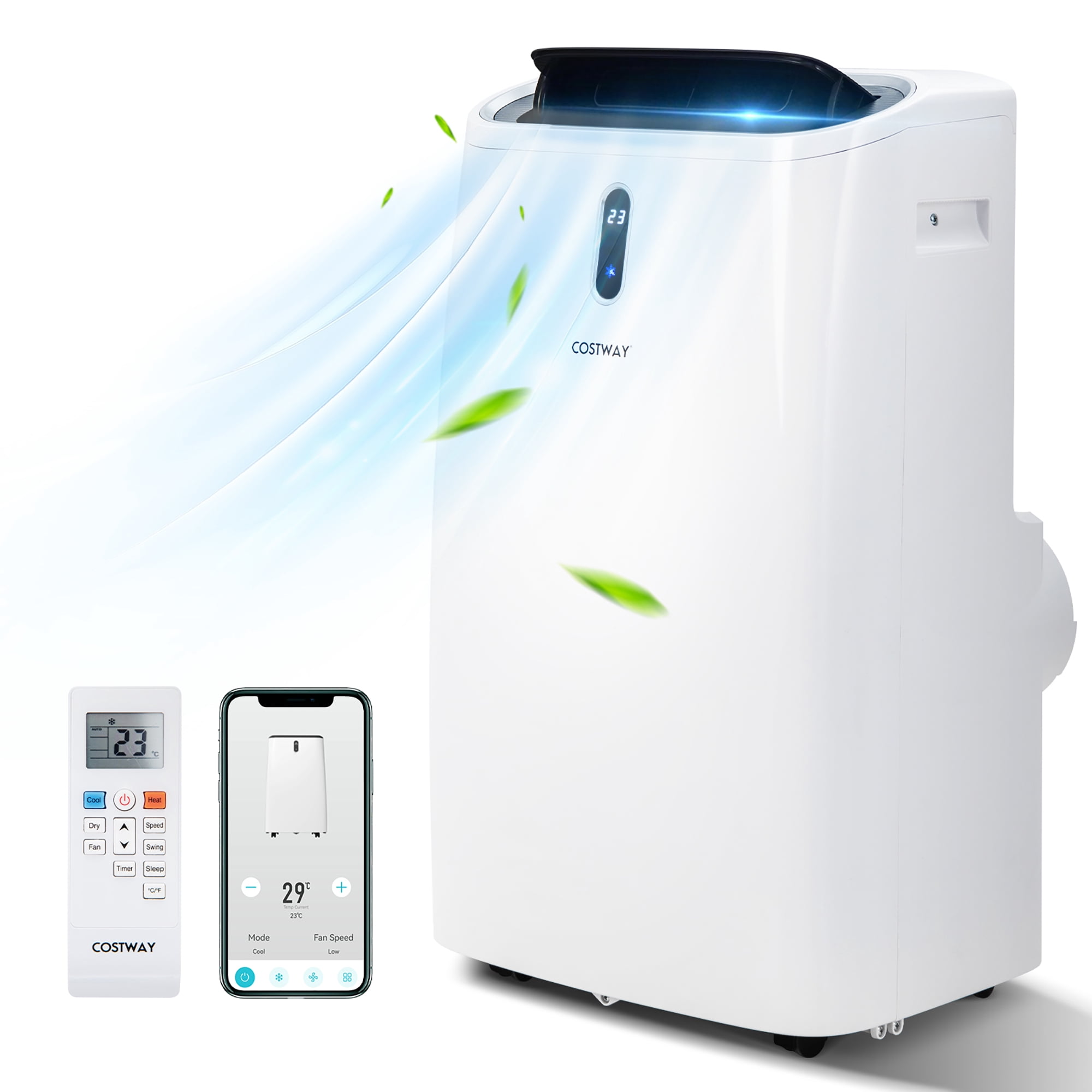Costway Climatiseur portable 12000 BTU 4-en-1 refroidisseur d'air avec APP et contrôle intelligent Wi-Fi