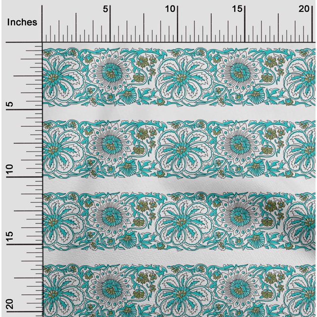 oneOone Silk Tabby Fabric Leaves & Floral Block Decor Fabric Printed BTY 42 Inch Wide