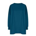 thumbnail image 3 of Penkiiy Chandails Molletonnés Surdimensionnés pour Femmes, Chandails à Capuchon à Col Rond, Tenues d'Automne et d'Hiver, Chandails à Enfiler, Vêtements, Mode, TG, Bleu Foncé, 3 of 5