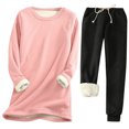 thumbnail image 1 of Pisexur Ensembles 2 Pcs pour Femmes Ensembles de Pyjama en Molleton Chaud pour Femmes 2 Pcs Chandail à Col Rond Pantalon de Pyjama Ample Vêtements de Détente Décontractés Tenues d'Hiver Surdimensionnées Grande Taille P-5TG, 1 of 2