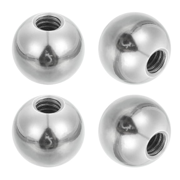 4Pcs 17.4mm Ball Nuts Knob, 1/4"-20 UNC Female Threaded Steel  Swivel Ball Joint Adapter Converter for Super Clamp Camera Hot Shoe Mount Light Tripod Phone Holder, Silver