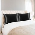 thumbnail image 2 of PiccoCasa Set of 2 Standard Satin Pillowcase Durable&Soft Enveloped Black, 2 of 7