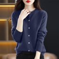 thumbnail image 2 of Yuyuzo Cardigans for Women Button down Classic Solid Long Sleeve Round Neck Knitted Cardigan Sweaters, 2 of 4