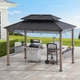 thumbnail image 1 of Sunjoy 8ft. x 12 ft. Cedar Framed Grill Gazebo with DC Solar Power, 1 of 13