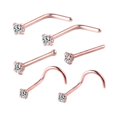 thumbnail image 1 of 6Pcs Tiny Bone Studs Nose Piercing Jewelry Stainless Steel Nose Screws Rings Set Rose Gold, 1 of 9