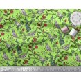 thumbnail image 2 of Soimoi Cotton Cambric Fabric Bird & Leaf Bird Printed Fabric 1 Yard 42 Inch Wide, 2 of 3