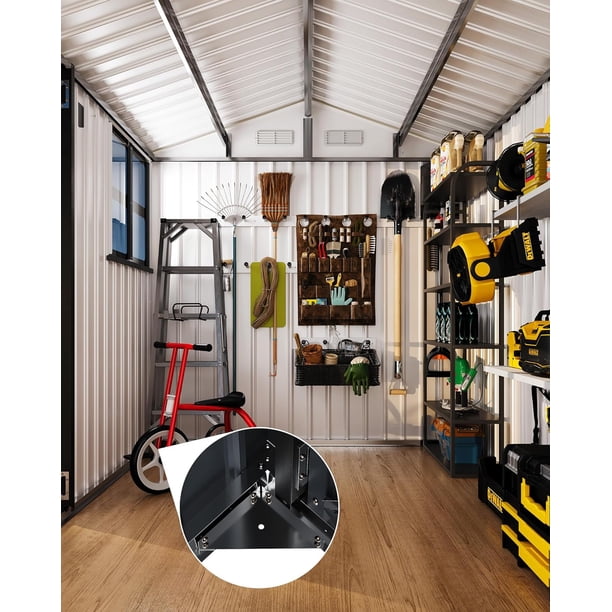 6x8 Ft Outdoor Metal Storage Shed Galvanized Steel Garden Building