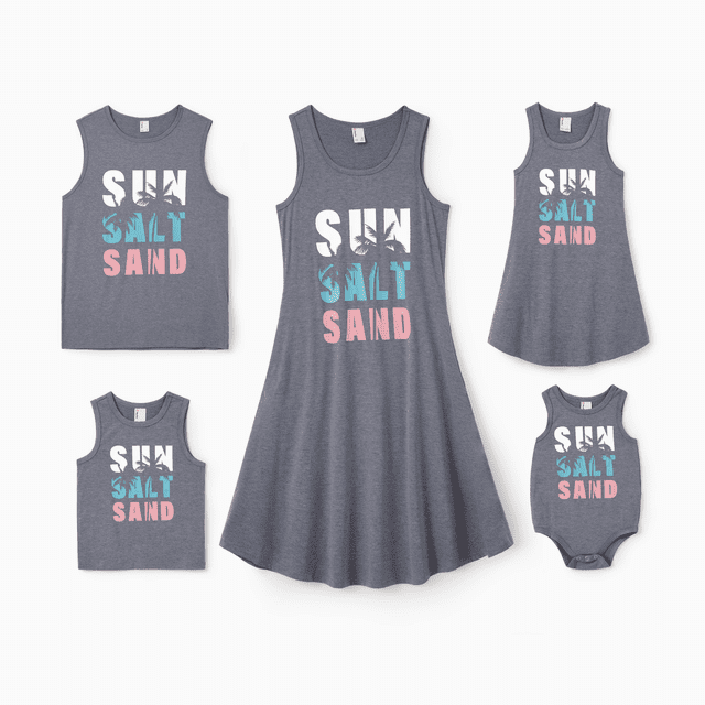 PatPat Family Matching Letter Print Sleeveless Tank Top or Tank Dress Set