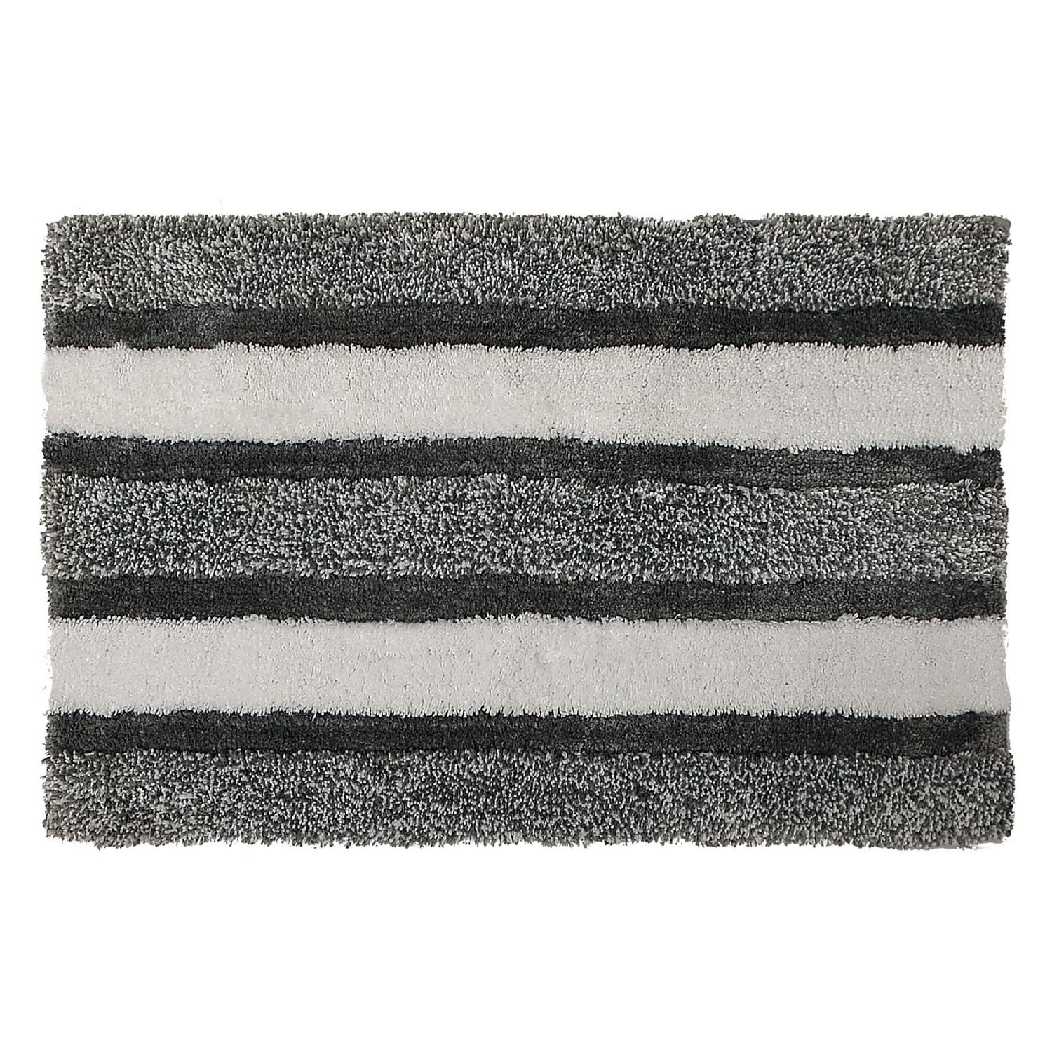 Tapis De Bain À Rayures En Microfibre (Gris) (20 X 32)