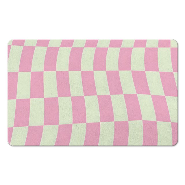 Bathroom Runner Rug Checkered Long Bath Mat Non Slip Water Absorbent Bath Rug Soft Microfiber Machine Washable Floor Mats for Bathtub Showers,20x32 in