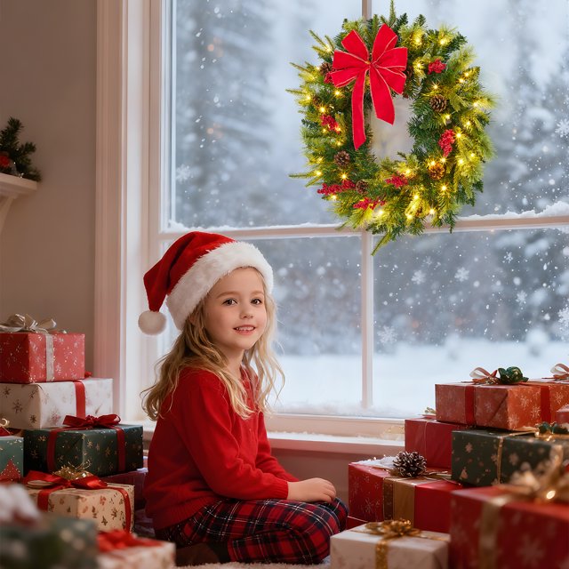 24-Inch Prelit Christmas Wreath with 50 LED Lights, Large Red Bow, Pine Cones, Berries, Artificial Spruce, Weather-Resistant, Battery Operated with Timer, Perfect Outdoor Winter Decor