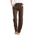 thumbnail image 1 of Timegard Womens Pants Straight Leg Drawstring Elastic Waist Solid Color Loose Lounge Trousers Lightweight, 1 of 7