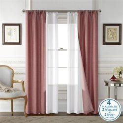 Mainstays 4 Piece Wave Jacquard Window Curtains Panel Set, Dark Grey, 27.5" W x 84" L