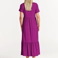 thumbnail image 3 of Penkiiy Robe T-Shirt d'Été Décontractée pour Femme à Manches Courtes, Col Ras du Cou, Basique Évasée, Fluide, Plage, Vacances, Robe Soleil, S, Violet, 3 of 5