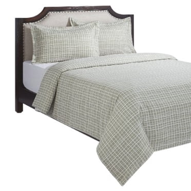 HOMETRENDS 2-Piece Abstract Grid Green Duvet Cover Set, Twin
