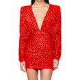 thumbnail image 4 of Pisexur Robes pour Femmes Robe de Cocktail à Col en V Profond Robe de Soirée à Paillettes de Mode Robe de Boîte de Nuit de Fête Tunique Dos Ouvert Robes de Retour à la Maison Robe Élégante pour Invitée de Mariage Robe Midi, 4 of 6