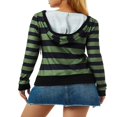 thumbnail image 3 of Women Patchwork Hoodie  Stripe Pattern Long Sleeve Hooded Pullover, 3 of 8