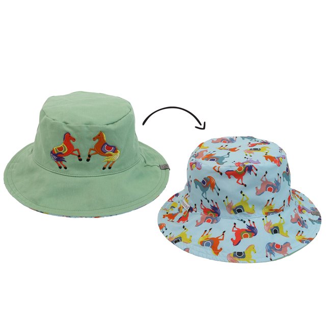 FlapJackKids - Chapeau de Soleil Réversible Mixte pour Enfants - Chevaux - P (6M-2Y)