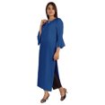 thumbnail image 4 of Moomaya Solid Rayon Kurta For Women bell Sleeve Drawstring Neck Long Ethnic Kurti, 4 of 7