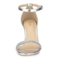 thumbnail image 3 of BLISSFUL STEP Women's Solid Color Open Toe Rhinestone Ankle Strap Stiletto Sandals, 3 of 7