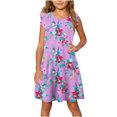 thumbnail image 1 of RXIRUCGD 2025 Vêtements d'Été pour Enfants Robe d'Été à Manches à Volants pour Filles 4-14T, 1 of 7