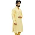 thumbnail image 3 of Atasi Ethnic Men's Long Kurta Yellow Bollywood Designer Shirt Wear-Large, 3 of 7