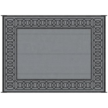Outsunny Waterproof Outdoor Rug with Carrying Bag, 9' x 12', Black and Grey