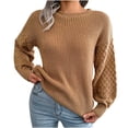 thumbnail image 2 of zanvin Chandails des Fêtes pour Femmes Mode Décontractée Coloré Manches Longues Épaules Dénudées Chandail en Tricot Col Rond Chandail Cadeaux, 2 of 6