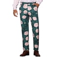 thumbnail image 1 of INSPIRE CHIC Pantalon Habillé à Fleurs pour Homme, devant Plat, Fête, Bal, Imprimé Floral, 38 Vert Rose, 1 of 5