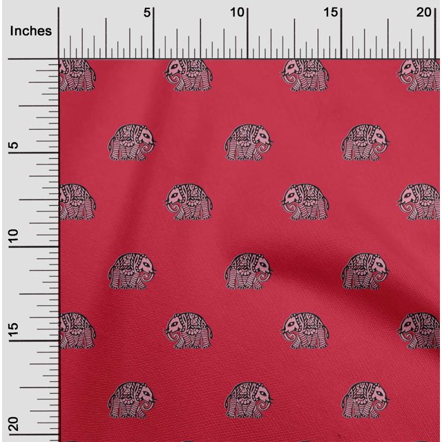 oneOone Cotton Poplin Fabric Elephant Block Decor Fabric Printed BTY 56 Inch Wide