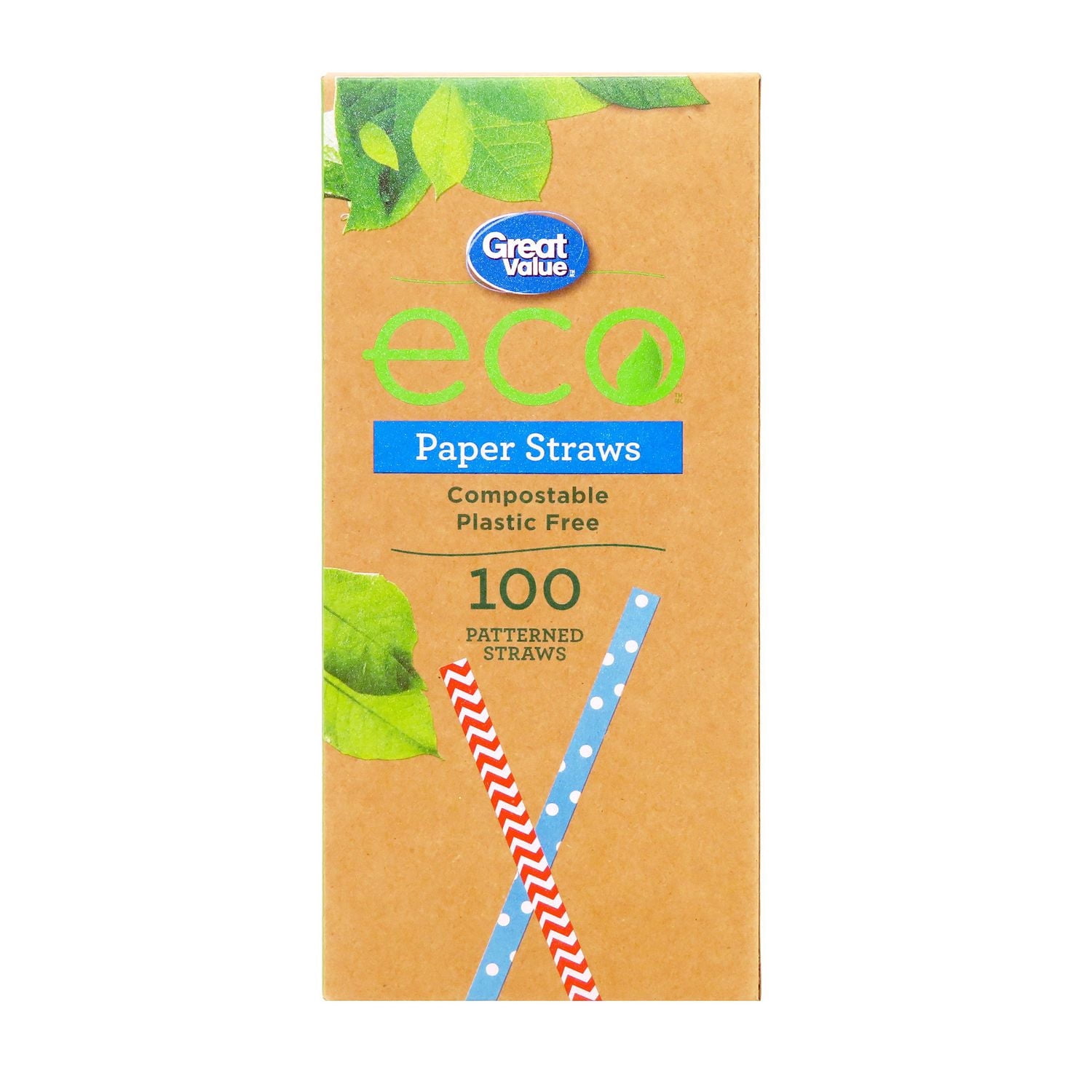 Great Value Pailles en Papier à Motif, 100 Pailles
